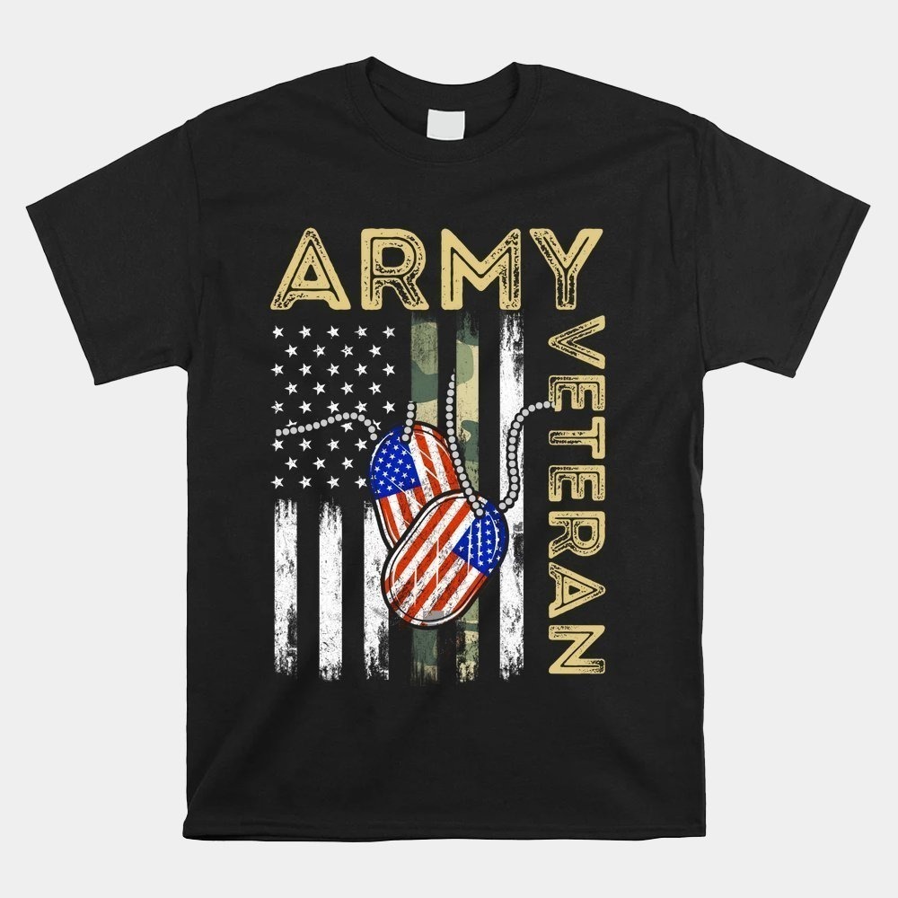 Army Veteran Day T Shirt American Flag Patriotic Military Graphic Tee